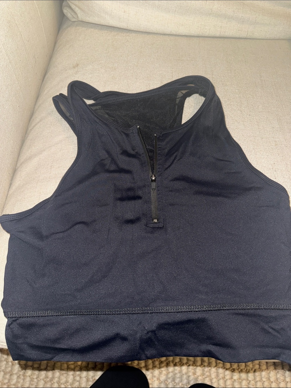 soulcycle Black Zip-Front Sports Bra Crop